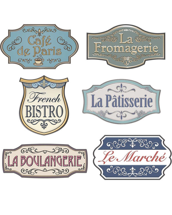 French Shop Sign Cutouts Pack of 6