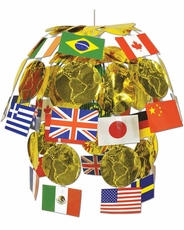International Flag Cascade Foil Centrepiece