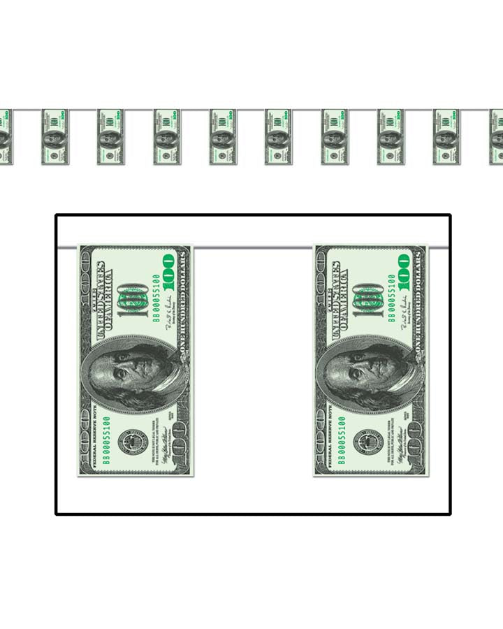 100 Dollar Bill Pennant Banner