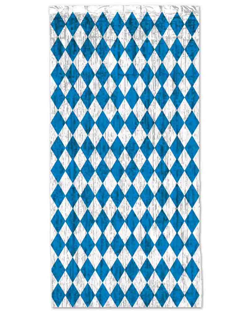 Oktoberfest Blue and Silver Foil Fringe Curtain