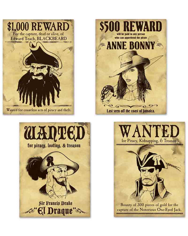 Pirate Wanted Sign Cutouts