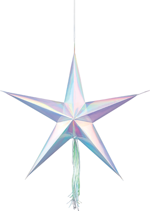 Shimmering Party Iridescent Hanging 3D Star Decorations Pack of 3