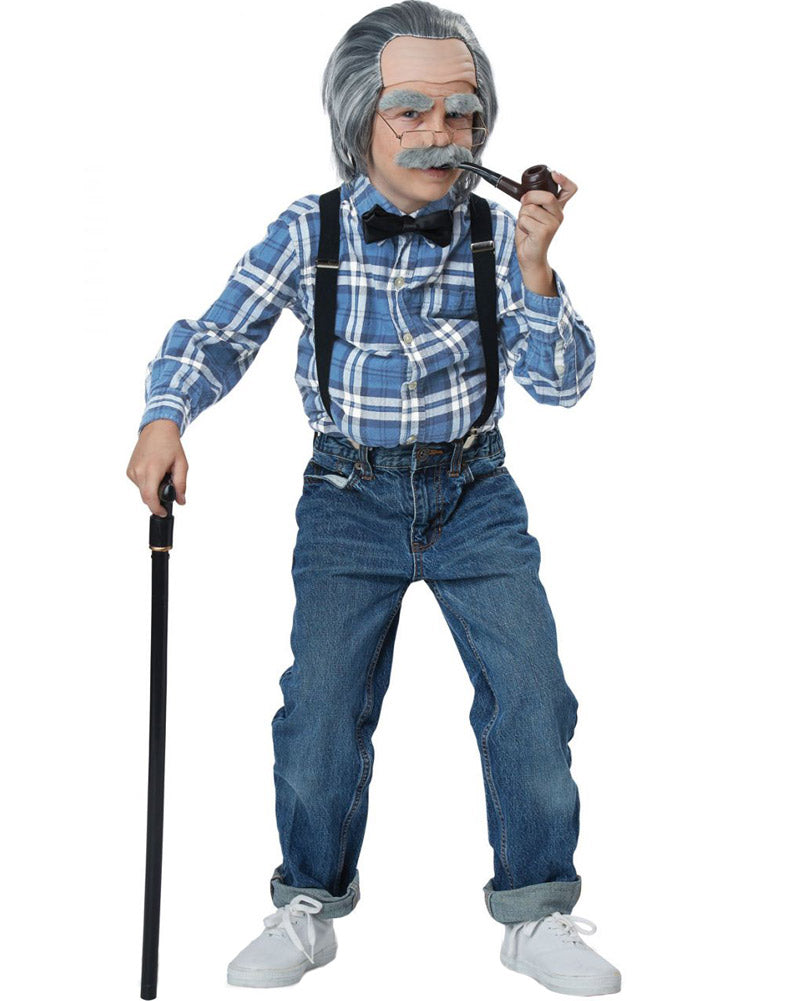 Old Man Kids Wig Suspenders and Bow Tie Set