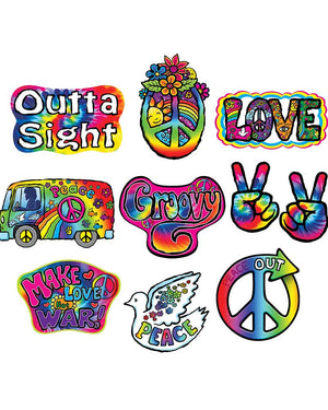 60s Hippie Cutouts Pack of 12