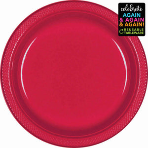Premium Plastic Plates 17cm 20 Pack - Apple Red Pack of 20