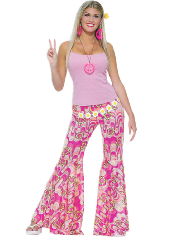 70s Flower Power Womens Bell Bottoms