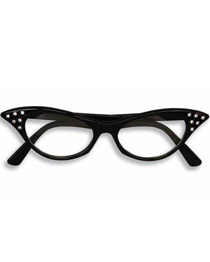 50s Black Cat Eye Rhinestone Glasses