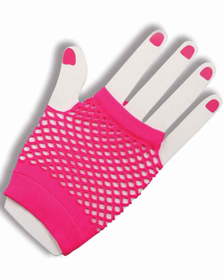 80s Pink Short Fishnet Gloves