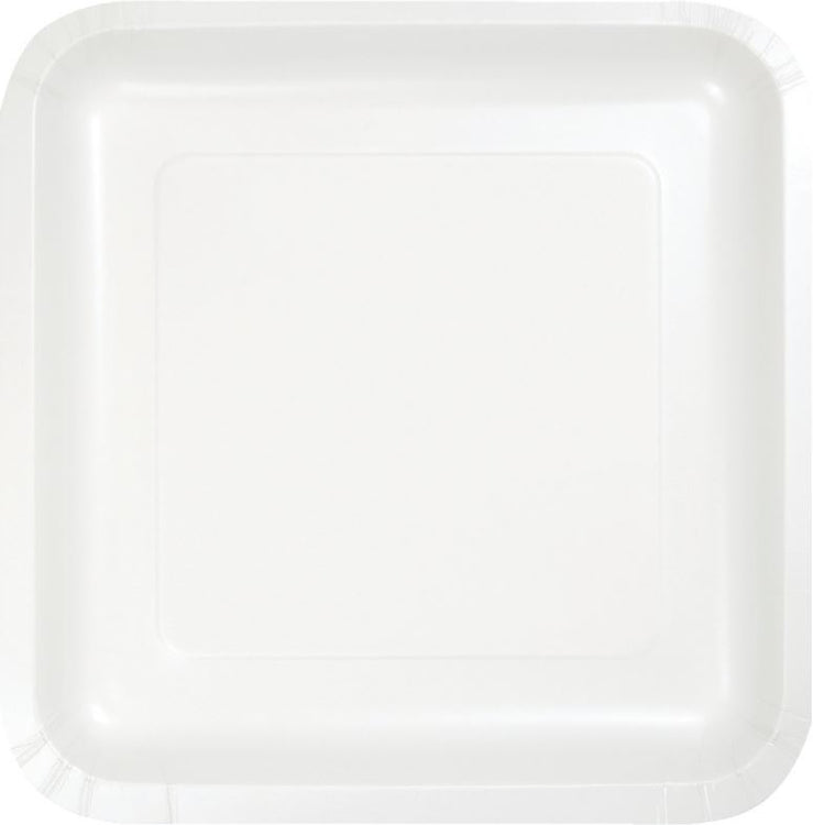 White Square Dinner Plates Paper 23cm Pack of 18