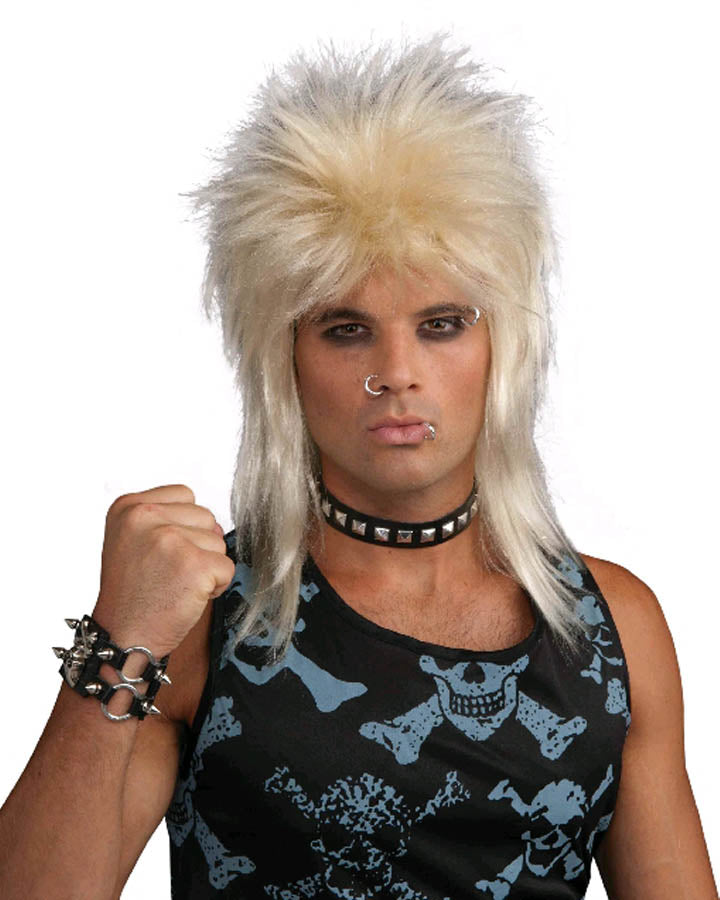 80s Rock Star Blonde Mullet Wig