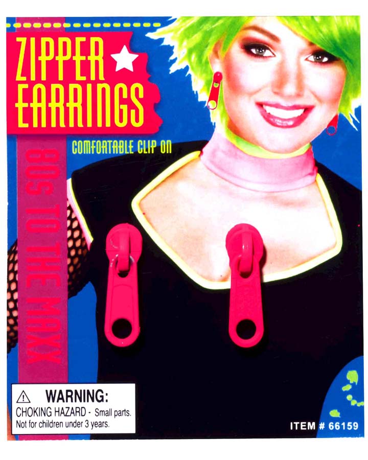 80s Pink Punk Zipper Earrings