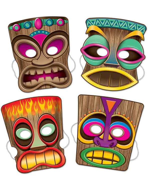Hawaiian Tiki Mask 4 Pack