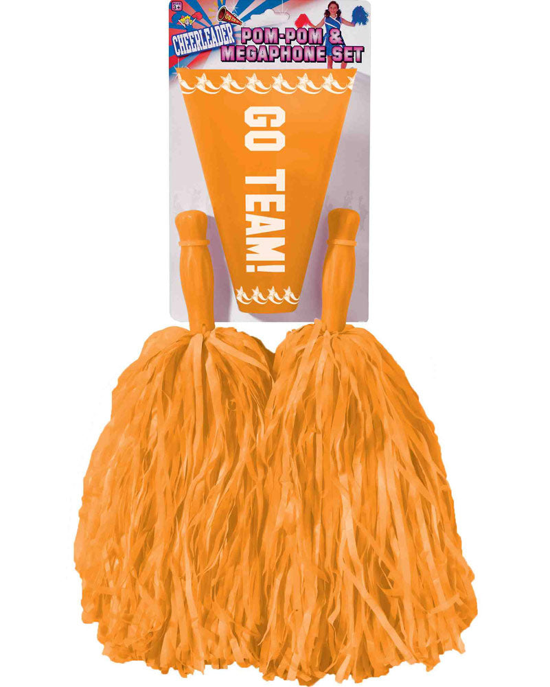 Orange Cheer Pom Pom and Megaphone