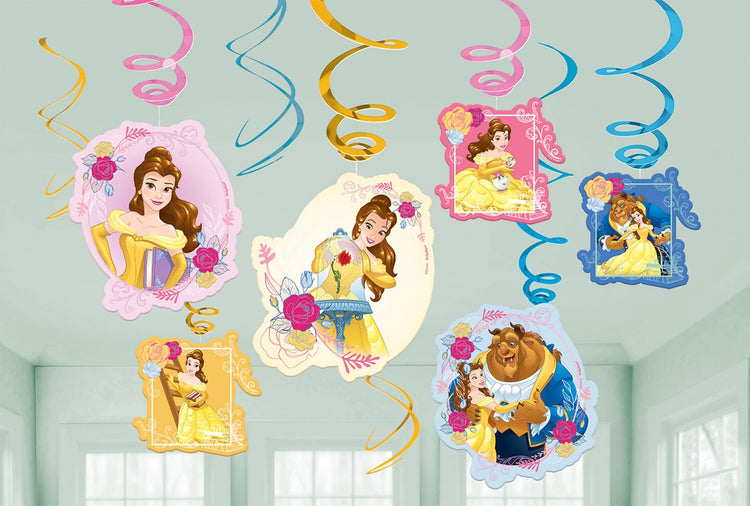 Disney Beauty and the Beast Swirl Decorations Pack of 12