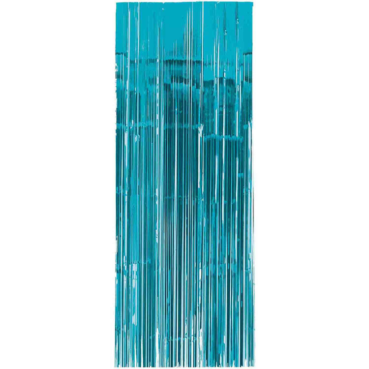 Caribbean Blue Metallic Foil Door Curtain