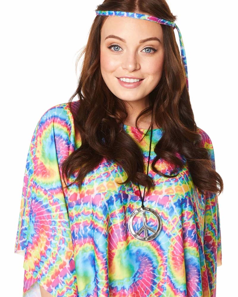 70s Tie Dye Womens Poncho