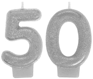 50th Sparkling Celebration Candles Pack of 2