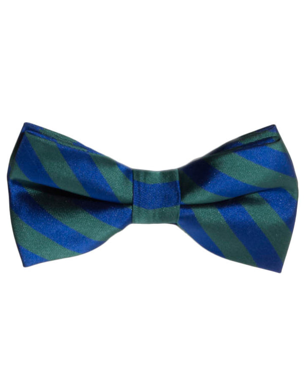 Green and Blue Striped Bow Tie