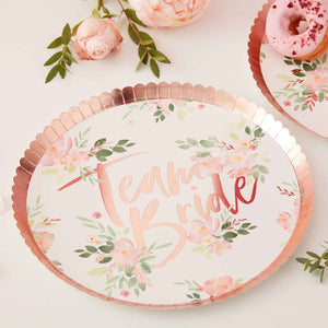 Floral Hen Party Team Bride 24cm Round Paper Plates Pack of 8