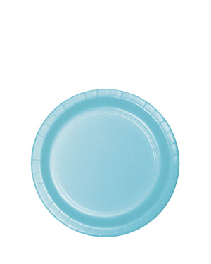 Pastel Blue Round Paper Plate 17cm Pack of 24