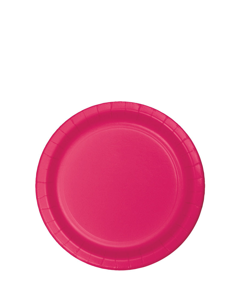 Hot Magenta Round Paper Plate 17cm Pack of 24