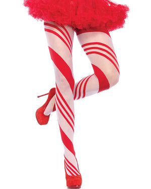 Christmas Spandex Sheer Candy Striped Pantyhose