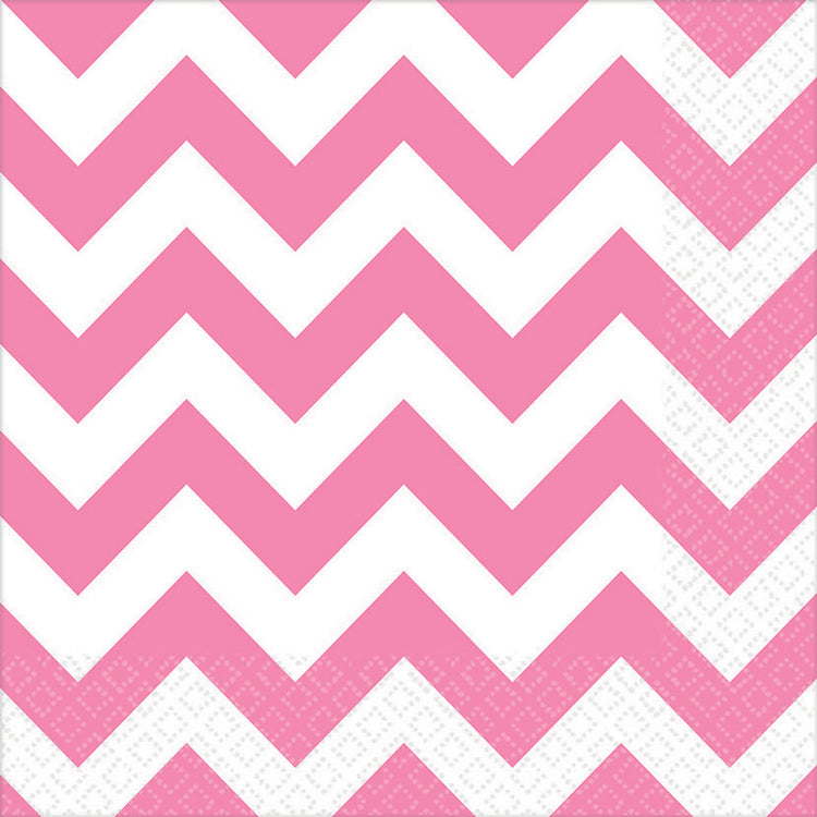 Chevron Lunch Napkins New Pink Pack of 16