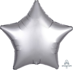 Silver Satin 45cm Star Balloon