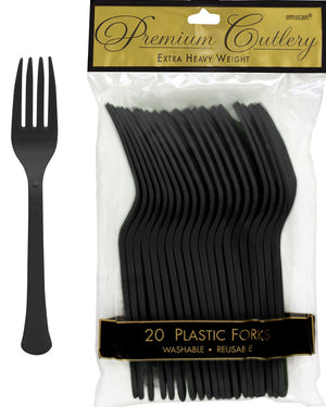 Black Plastic Forks Pack of 20