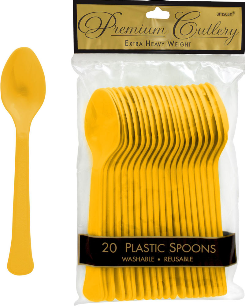 Sunshine Yellow Plastic Spoons Pack of 20