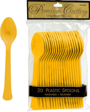 Sunshine Yellow Plastic Spoons Pack of 20