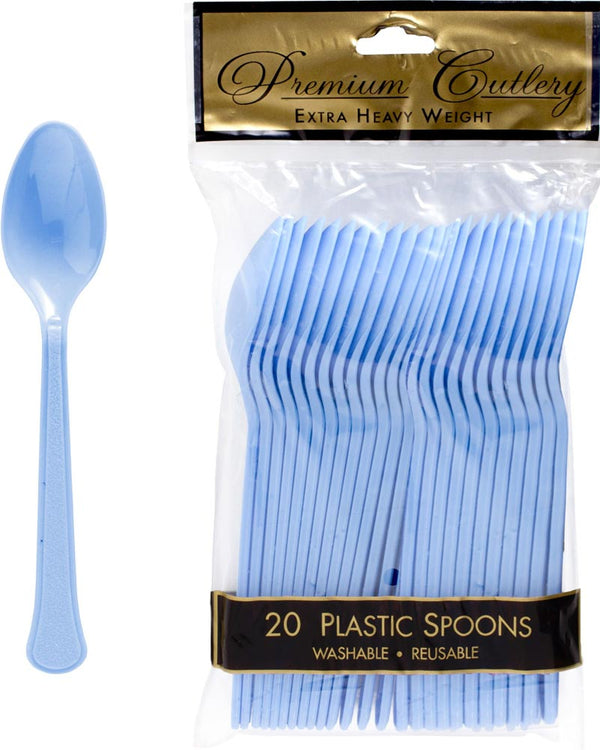 Pastel Blue Plastic Spoons Pack of 20