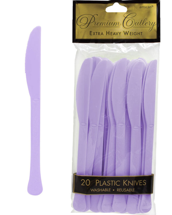 Lavender Plastic Knives Pack of 20