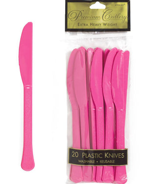 Bright Pink Plastic Knives Pack of 20