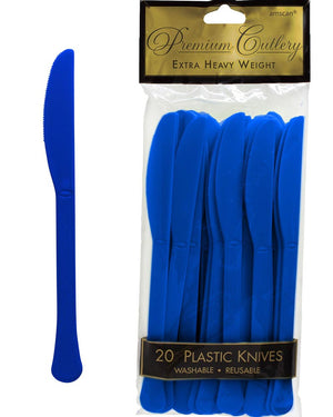 Royal Blue Plastic Knives Pack of 20