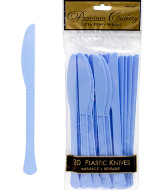 Pastel Blue Plastic Knives Pack of 20