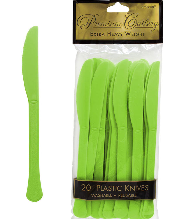 Kiwi Green Plastic Knives Pack of 20