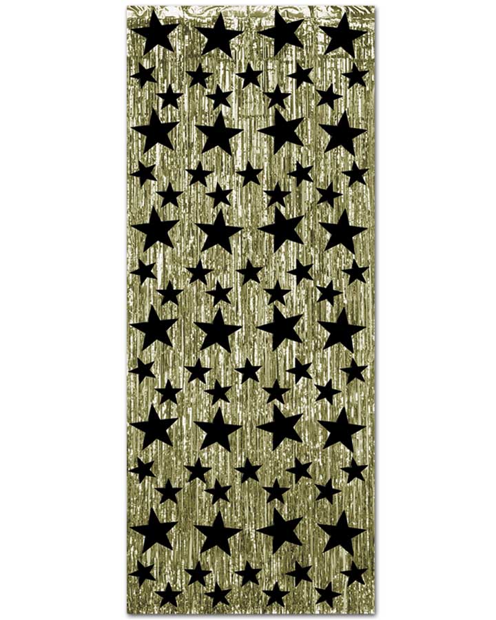 Gold with Black Stars Foil Curtain