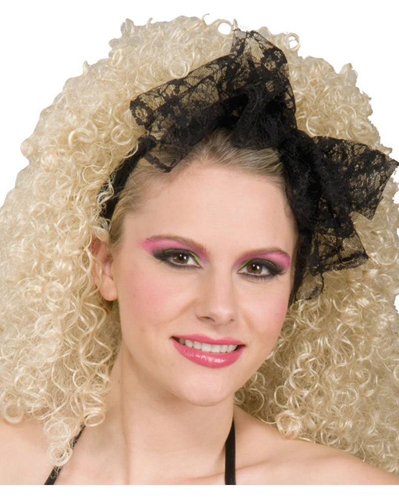 90s 80s Black Lacy Hair Scarf