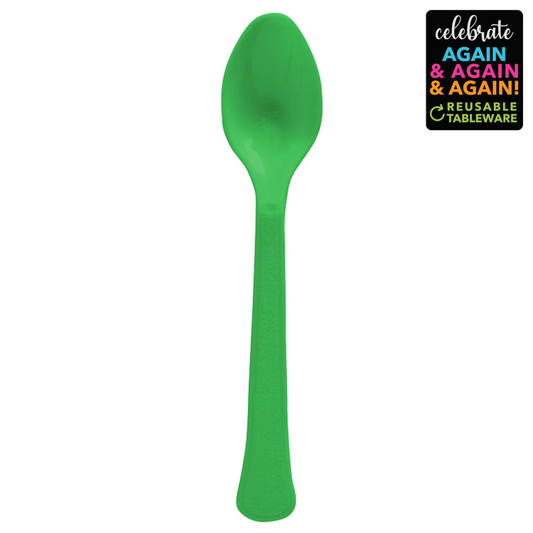 Premium Spoons 20 Pack Festive Green - Extra Heavy Weight Pack of 20