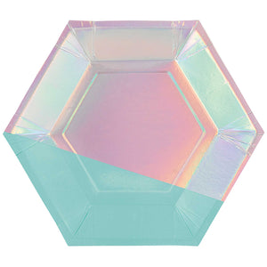 Shimmering Party Iridescent Hexagonal Plates 9in/23cm Pack of 8