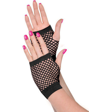 Awesome 80s Short Black Fishnet Gloves