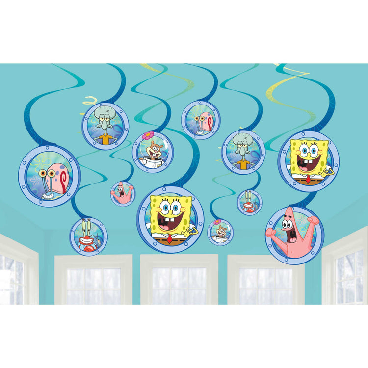 SpongeBob Spiral Swirls Hanging Decorations Pack of 12