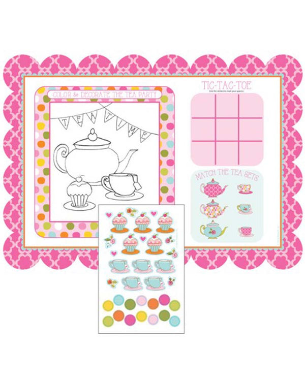 Tea Time Activity Placemats with Stickers Pack of 8