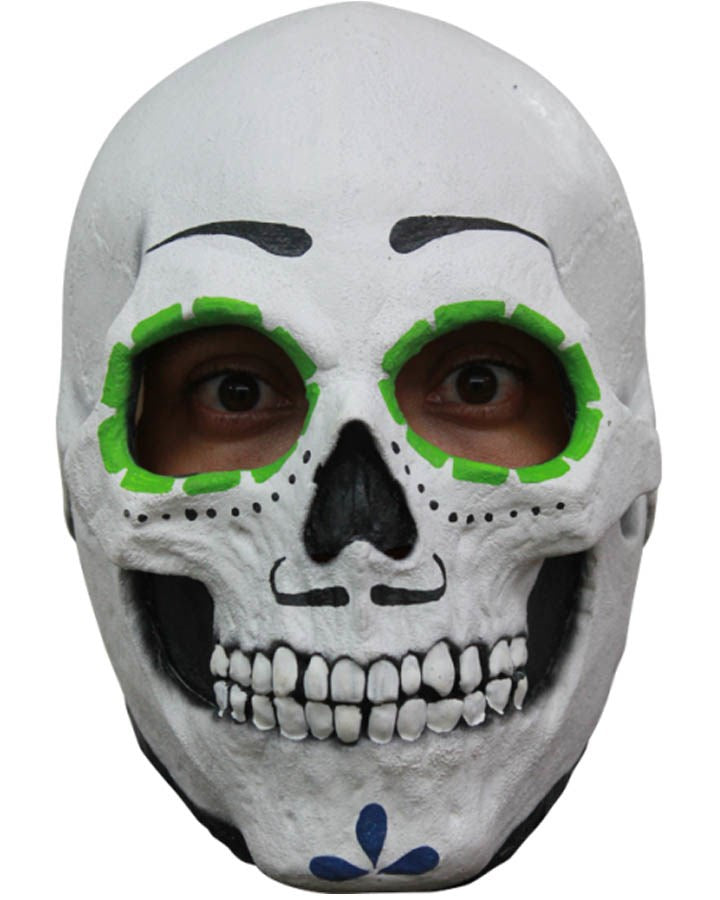 Green Day of the Dead Skull Mens Deluxe Mask