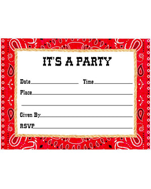Bandanarama Party Invitations Pack of 8