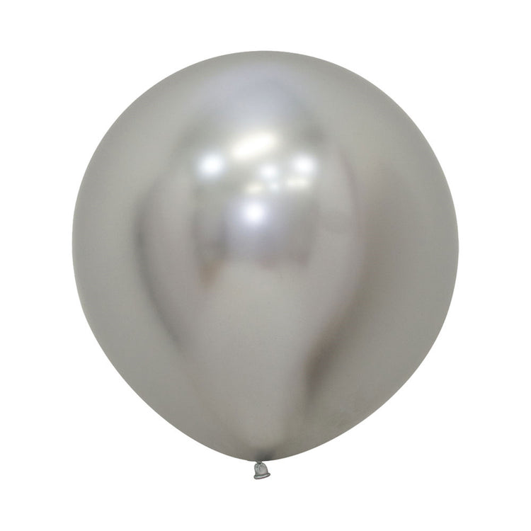 Sempertex 60cm Metallic Reflex Silver Latex Balloons 981, 10PK Pack of 10