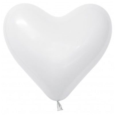 Sempertex 28cm Hearts Fashion White Latex Balloons, 12PK Pack of 12