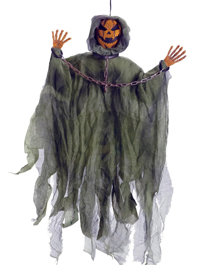 Hanging Evil Pumpkin Head Prop 91cm