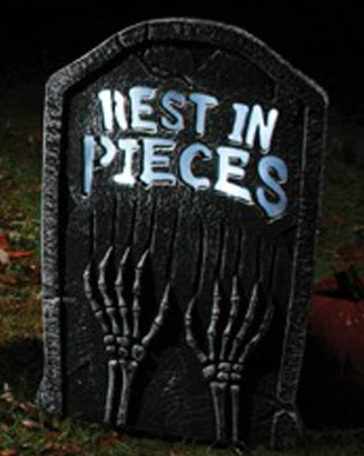 LED Rest in Pieces Tombstone 55cm For Halloween
